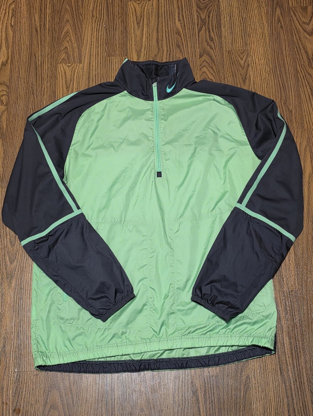 Nike Golf Men’s Large Green & Black 1/4 Zip Pullover Windbreaker Swoosh A4